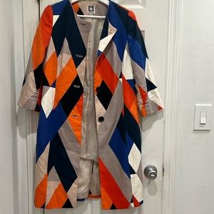 Multi colored (blue orange grey white) women’s Anne Klein coat. Size 4